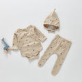 Three-piece Printed Bottoming Romper  Trousers Hat
