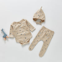 Three-piece Printed Bottoming Romper  Trousers Hat
