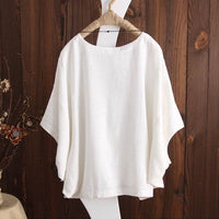 Women's Loose Solid Color Batwing Sleeve Short Sleeve T-shirt