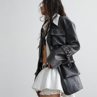Retro Rub Colored Faux Leather Three-dimensional Pocket Wide Shoulder