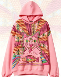 Printed Loose Hip-hop Hooded Sweatshirt