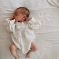 Long-sleeved Children's Pajamas Plain Linen Romper