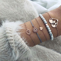 European And American Style Minimalist Braided Beaded Moon Shell Bracelet Set For Women