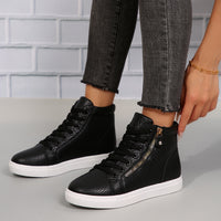 Plus Size Women's Platform Lace-up High-top Casual Flat Skateboard Shoes