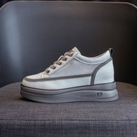 All-match Slimming Leather Breathable Mesh Platform Casual Women's Shoes