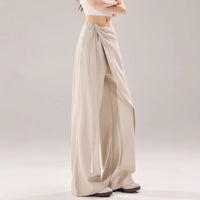 Irregular Ribbon High-Waist Wide-Leg Pants Womens