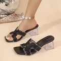 Chunky-heeled Open-toe Crystal Sandals With A French-inspired Elegant Vibe