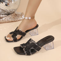 Chunky-heeled Open-toe Crystal Sandals With A French-inspired Elegant Vibe