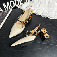 Summer New Pointed-toe Fashionable Open-heel Chunky Heel Shoes