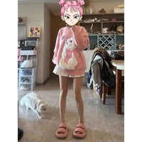 Autumn And Winter Thickening Sweater Dopamine Wear Salt Cute Flocking Cat Design Sweet Girl Style