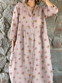 Women's Loose Round Neck Fashion Long Sleeve Printed Dress