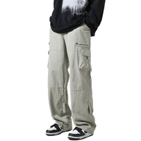 Light Green Multi-pocket Cargo Straight Loose Casual Niche Zipper Mop Pants