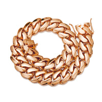 Hip-hop Jewelry Stainless Steeltitanium Slim Rose Gold Cuban-link Chain Necklace With Gold Plating