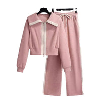 Casual Athletic Wide-leg Pants Two-piece Set