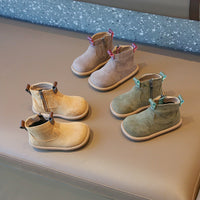 Children's Retro Solid Color British Style Cotton Boots