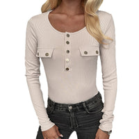 Elegant Button-Design Statement Base Layer Top For Women
