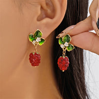Creative Design Strawberry And Cherry Heart Earrings