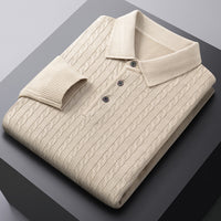 Autumn New Twisted Floral Polo Long Sleeve Loose Casual Bottoming Sweater For Men