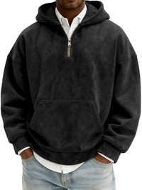 Hoodie Half Zipper Solid Color Loose Sweater