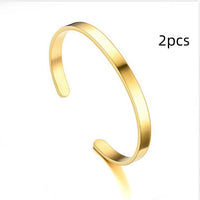 Open Titanium Steel Glossy C- Shaped Bracelet