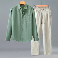 Lightweight Casual Solid-color Pure Linen Set