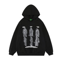 American-style Dark Retro Fuzzy Phantom Printed Long-sleeved Hooded Sweater