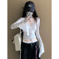 Women's V-neck Long Sleeve Lace Shirt