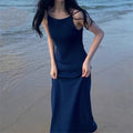 Off-shoulder Waist-cinched Slit Dress Feminine Elegant Figure-flattering Slip Dress