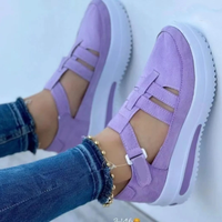 Flats Shoes Women's Sneakers Platform Casual Breathable Sport Shoes With Velcro