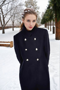 Solid Color Slim Women Woolen Coat Outerwear