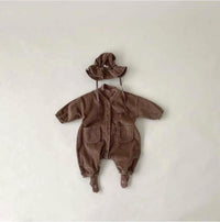 Baby Corduroy Leisure One-piece  Lining Button Long-sleeved Overalls
