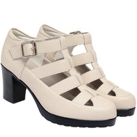 Closed Toe Sandals Summer Chunky Heel Woven Hollowed Ankle-strap Buckle Women's Shoes