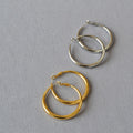 Hong Kong-style Round Hoop Earrings Plain Circle Design 925 Silver Studs Elegant And Chic