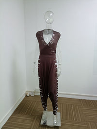 Jumpsuit Knitted Printed Sexy Low Cut