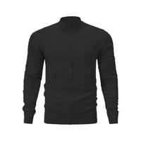 Stand Collar Casual Sports Sweater Solid Color Zipper Sweater