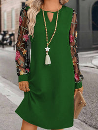 Women's Round Neck Lace Long Sleeve Dress