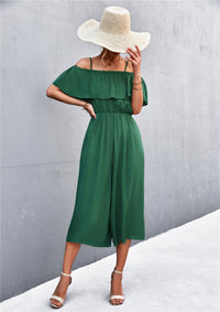 Solid Color One-Shoulder Loose Casual Sling Jumpsuit