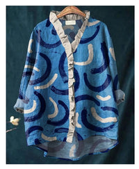 Loose Print Crew Neck Casual Plus Size Women's T-shirt