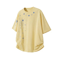 Men's Cotton Loose-Fit Short-Sleeve T-Shirt With Snowflake Print