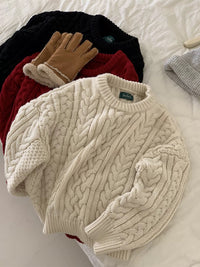 Thickened Loose Lazy Wear Slim Solid Color Knitted Sweater