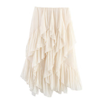 European And American-style Summer Womens Mid-length Ruffled Hem Skirt