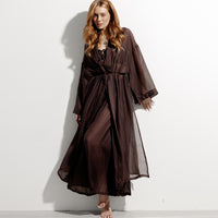 Long Coat Tube Top And Wide-leg Pants Three-piece Set