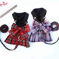 Dog Skirt Cat JK Grid Chest Strap Hand Holding Rope