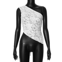 Lace Diagonal Collar Cardigan Loose Stitched Backless Solid Color Top