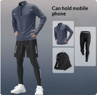 Fitness Set Men's Ice Silk Quick-dry Summer Sportswear Short Sleeve
