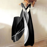 Women's Knitted Pocket Printed Loose Casual Jumpsuit