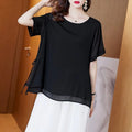 Round Neck Short Sleeve Top Loose Belly-covering Stylish Shirt