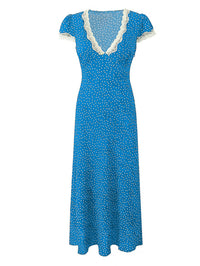 French-style Lace-trimmed Patchwork Dress For Women