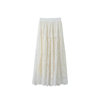 White First Love Heavy-Duty Lace Trimmed Elastic High-Waist Holiday Skirt