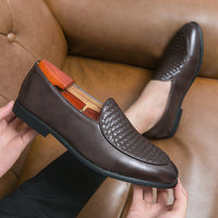 Business Casual Loafers Men's Simplicity Lightweight Laceless Leather Shoes